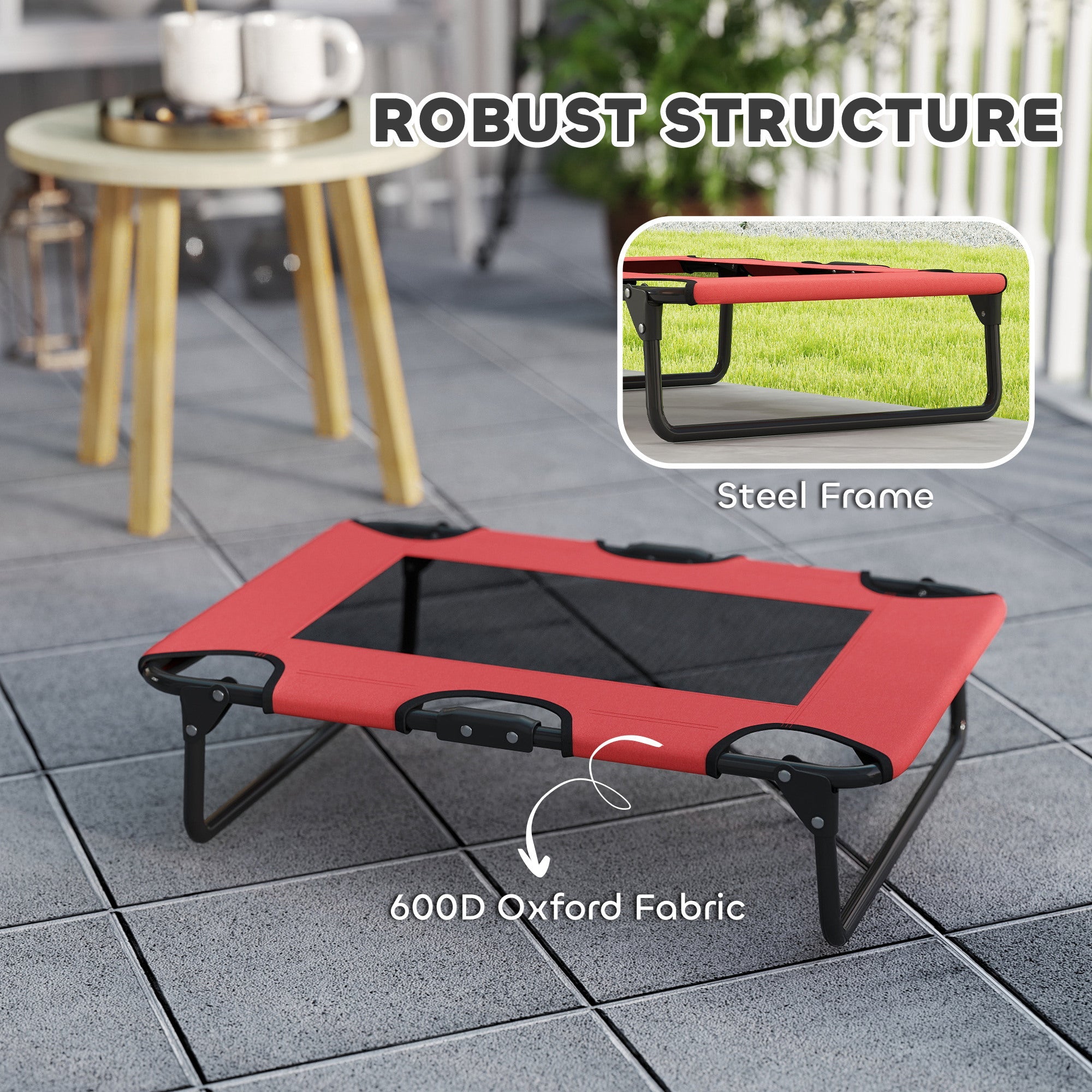 Elevated Outdoor Foldable Cooling Dog Bed | Breathable Mat | Steel frame dog bed