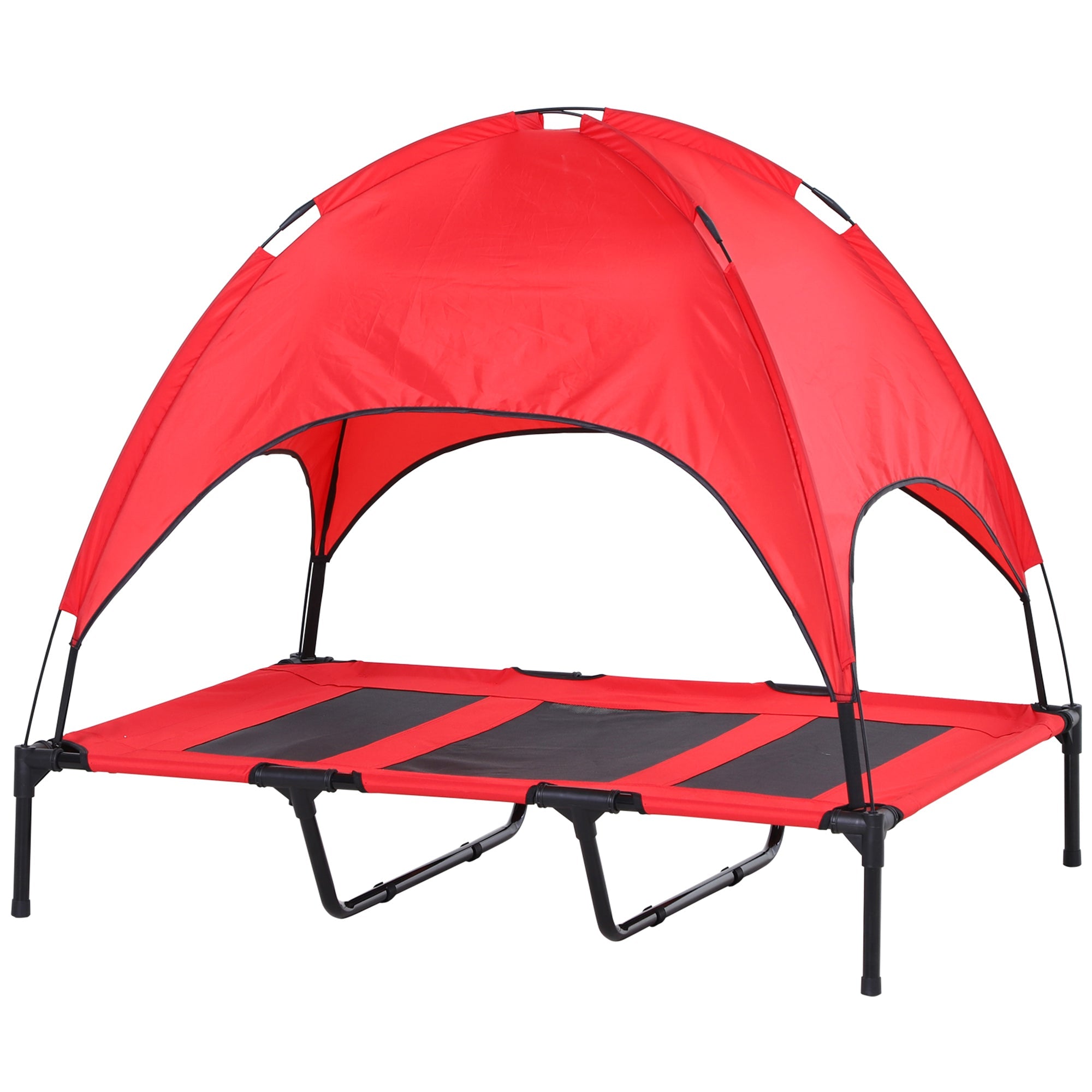Elevated Cooling Outdoor Foldable Dog cot Bed | Steel frame | UV Protection | Canopy Shade